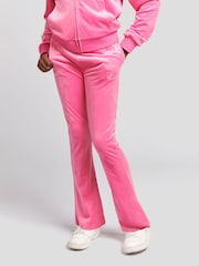 Juicy Couture Dark Pink Girls Diamanté Bootcut Joggers - Image 1 of 7