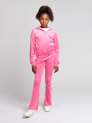 Juicy Couture Dark Pink Girls Diamanté Bootcut Joggers - Image 2 of 7