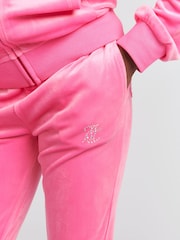 Juicy Couture Dark Pink Girls Diamanté Bootcut Joggers - Image 4 of 7