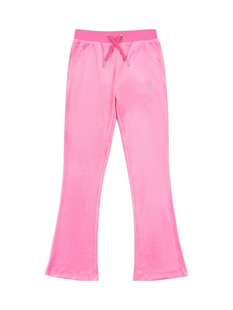Juicy Couture Dark Pink Girls Diamanté Bootcut Joggers - Image 5 of 7