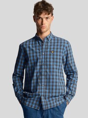 Lyle & Scott Blue 100% Cotton Check Poplin Shirt - Image 1 of 5