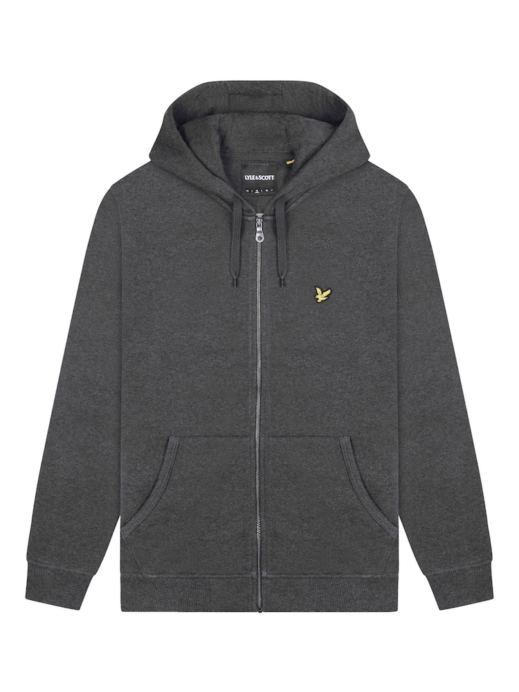 Lyle & Scott Grey 100% Cotton Zip Through Hoodie - Image 5 of 5