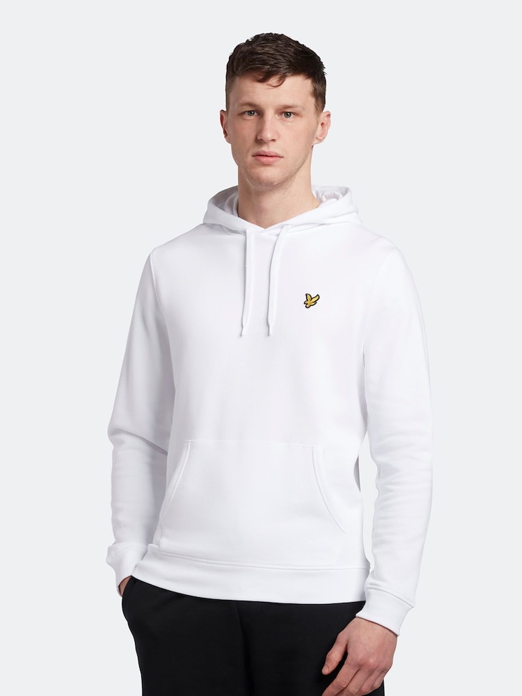 Lyle & Scott White 100% Cotton Pullover Hoodie - Image 3 of 9