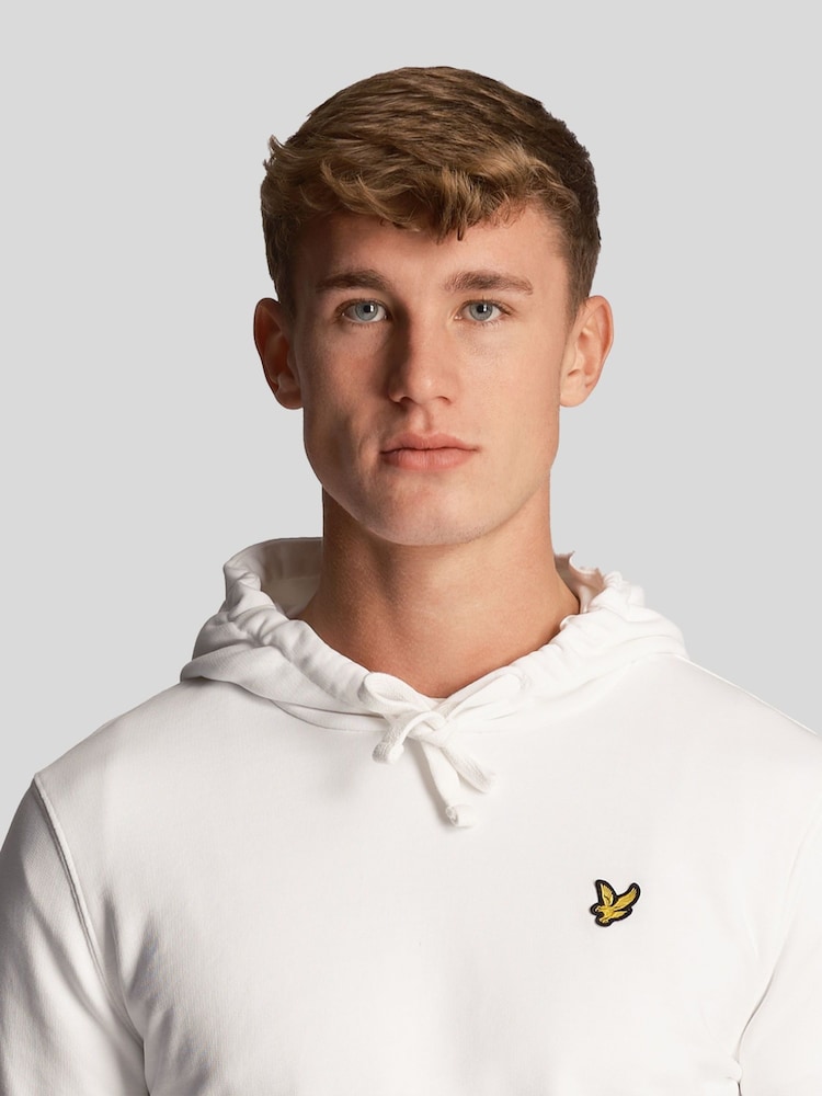 Lyle & Scott White 100% Cotton Pullover Hoodie - Image 8 of 9