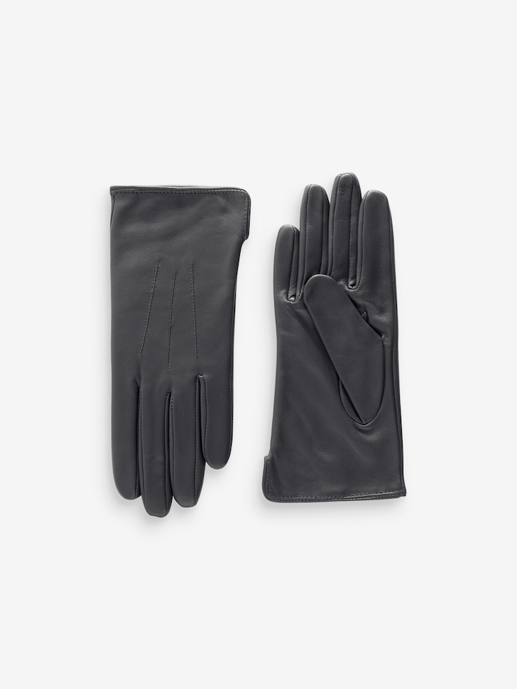 Grey Leather Gloves - Image 3 of 3 Grey Leather Gloves - Image 3 of 3
