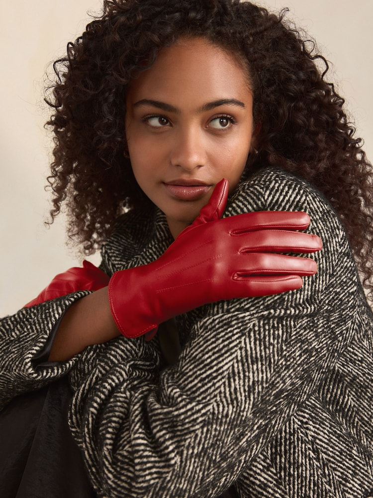 Red Leather Gloves - Image 1 of 6