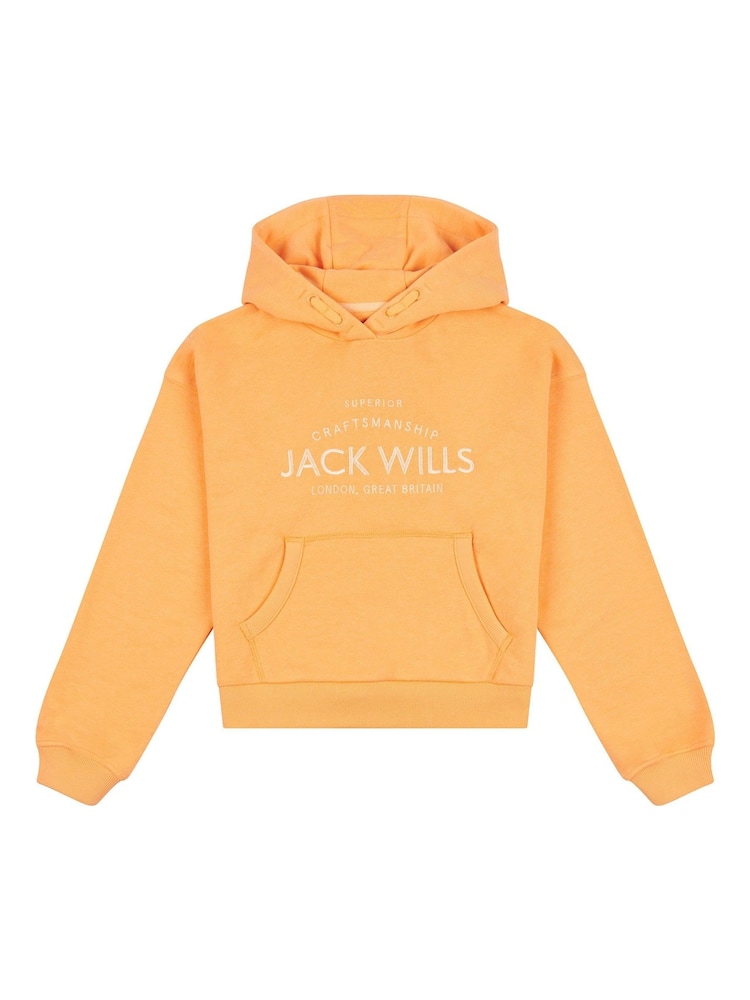 Jack Wills Orange Loose Fit Girls Huntston 100% Cotton Hoodie - Image 5 of 7