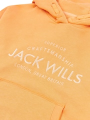 Jack Wills Orange Loose Fit Girls Huntston 100% Cotton Hoodie - Image 7 of 7