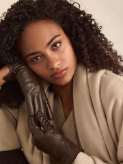 Chocolate Brown Leather Gloves - Image 3 of 6