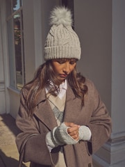 Grey Neppy Cable Knit Handwarmer - Image 2 of 4
