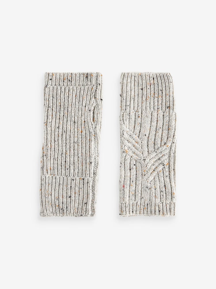 Grey Neppy Cable Knit Handwarmer - Image 4 of 4