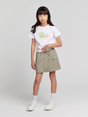 Jack Wills White Girls Ruched Floral Graphic Fitted 100% Cotton T-Shirt - Image 2 of 7