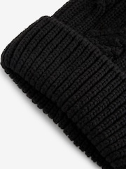 Black Cable Knit Pom Hat - Image 6 of 6