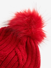 Red Cable Knit Pom Hat - Image 5 of 6