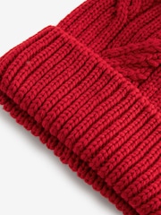 Red Cable Knit Pom Hat - Image 6 of 6