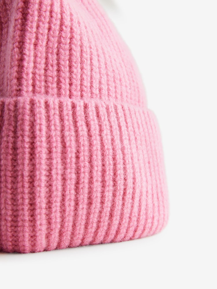 Pink Wool Cashmere Beanie Hat - Image 6 of 6