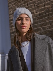 Grey 100% Cashmere Knitted Pom Hat - Image 2 of 5