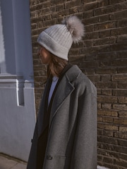 Grey 100% Cashmere Knitted Pom Hat - Image 3 of 5