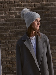 Grey 100% Cashmere Knitted Pom Hat - Image 4 of 5