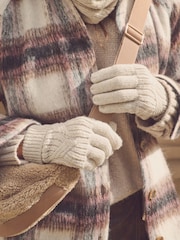 Oatmeal Sparkle Cable Gloves - Image 1 of 6