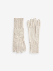 Oatmeal Sparkle Cable Gloves - Image 4 of 6