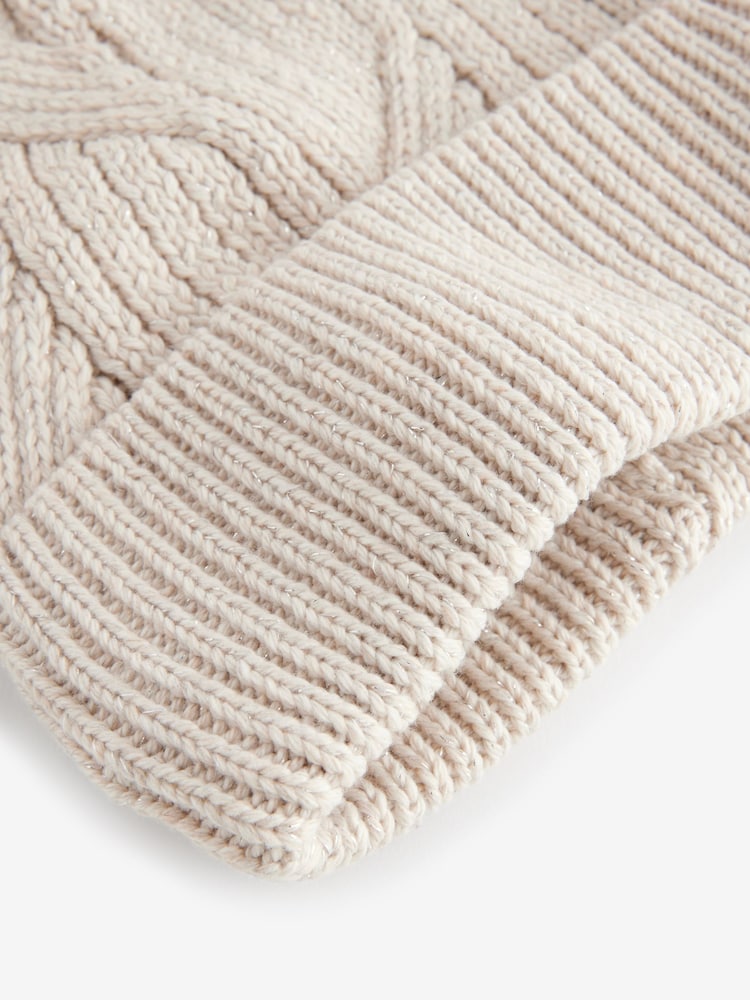 Gruau d'avoine à l'éclat d'argent - Bonnet à pompon en maille torsadée - Image 5 of 6