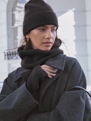 Black Wool Cashmere Beanie Hat - Image 1 of 7