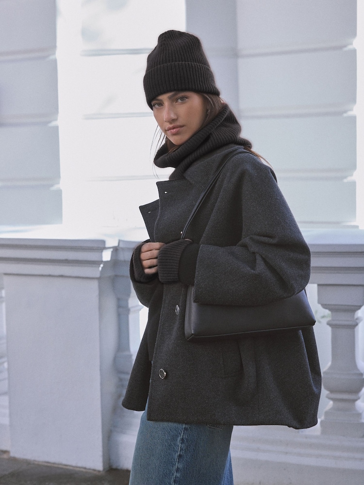 Black Wool Cashmere Beanie Hat - Image 3 of 7