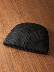 Black Wool Cashmere Beanie Hat - Image 5 of 7