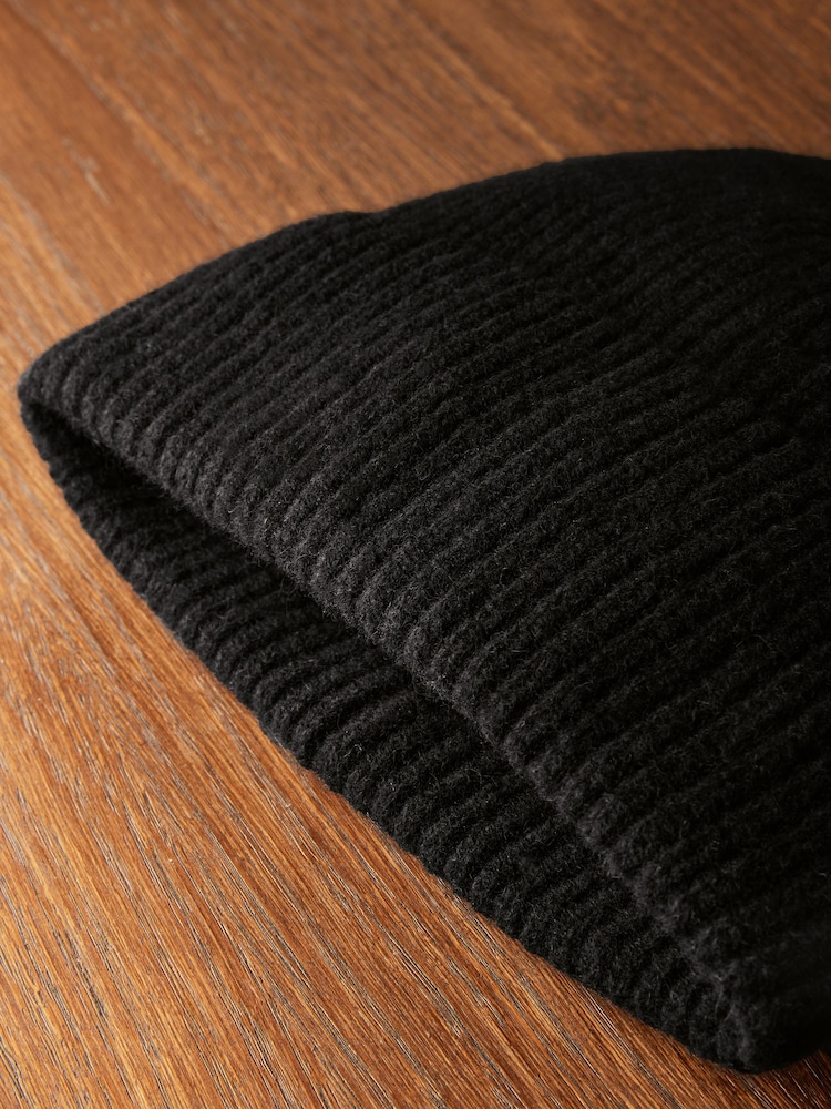 Black Wool Cashmere Beanie Hat - Image 7 of 7