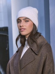 Cream Wool Cashmere Beanie Hat - Image 1 of 8