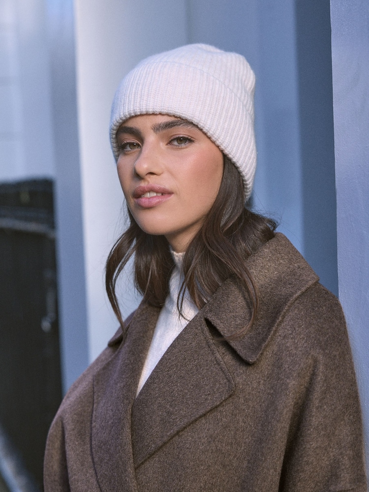 Cream Wool Cashmere Beanie Hat - Image 1 of 8