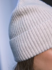 Cream Wool Cashmere Beanie Hat - Image 5 of 8