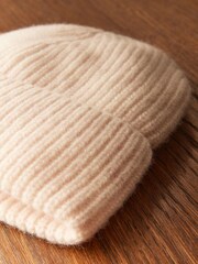 Cream Wool Cashmere Beanie Hat - Image 7 of 8
