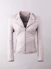 Lakeland Leather Grey Nateby Centre Zip Leather Biker Jacket - Image 10 of 12