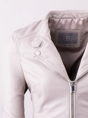 Lakeland Leather Grey Nateby Centre Zip Leather Biker Jacket - Image 11 of 12