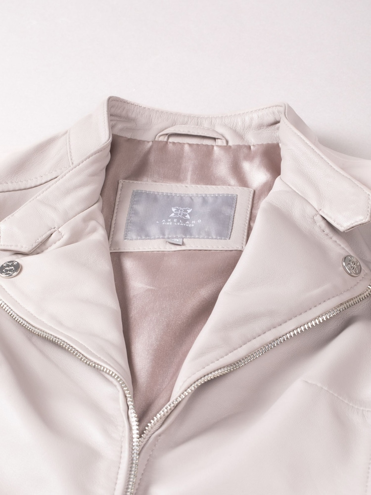 Lakeland Leather Grey Nateby Centre Zip Leather Biker Jacket - Image 12 of 12