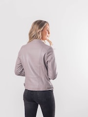 Lakeland Leather Grey Nateby Centre Zip Leather Biker Jacket - Image 3 of 12