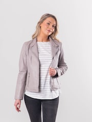 Lakeland Leather Grey Nateby Centre Zip Leather Biker Jacket - Image 4 of 12