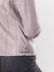 Lakeland Leather Grey Nateby Centre Zip Leather Biker Jacket - Image 7 of 12