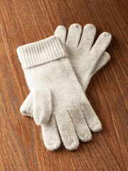 Grey 100% Cashmere Gloves - Image 1 of 3
