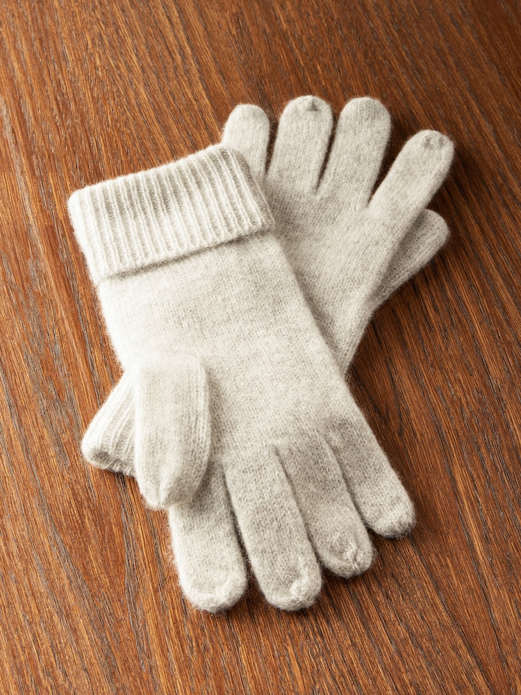 Grey 100% Cashmere Gloves - Image 1 of 3