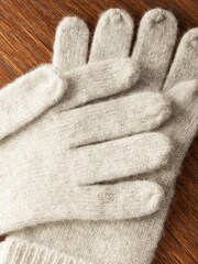Grey 100% Cashmere Gloves - Image 2 of 3