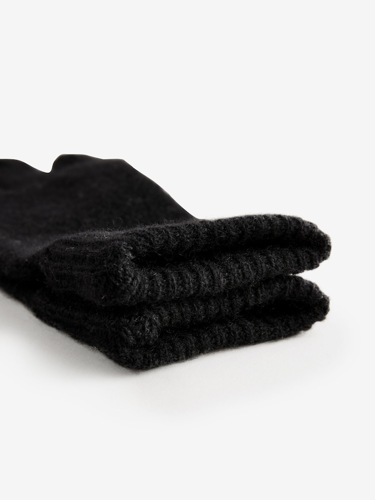 Black 100% Cashmere Gloves - Image 2 of 3