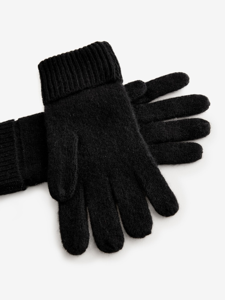 Black 100% Cashmere Gloves - Image 3 of 3