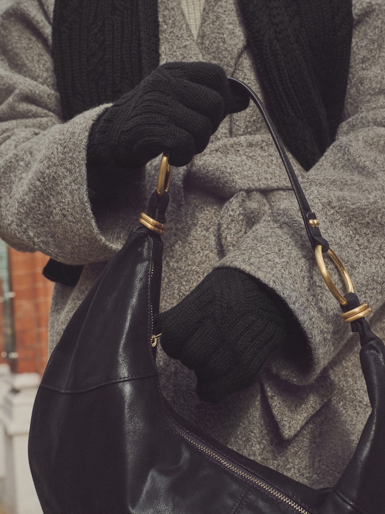Black Cable Knit Gloves - Image 1 of 4