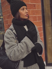 Black Cable Knit Gloves - Image 2 of 4