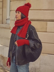 Rot - Cable Knit Handwarmer - Bild 3 von 10
