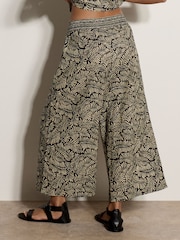 Apricot Black Leaf Print Cotton Culotte Trousers - Image 2 of 4