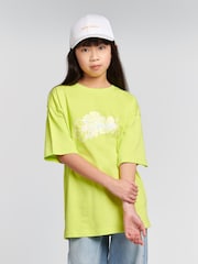 Jack Wills Green Oversized Fit Girls Floral Graphic 100% Cotton T-Shirt - Image 1 of 7